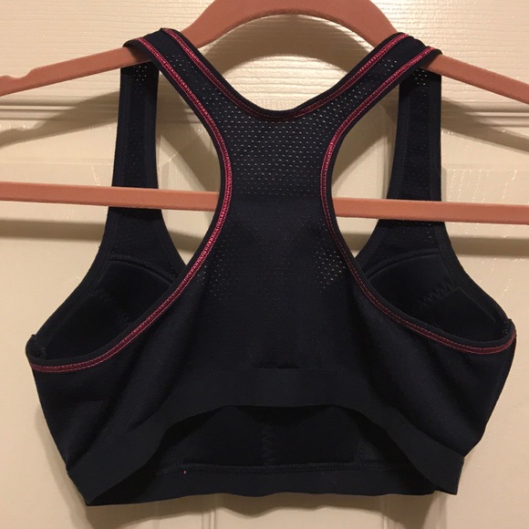 Blue with pink trim sports bra -M - Picture 2 of 2